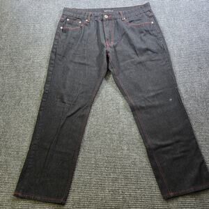 Denim Culture Jeans Mens 38x30 Black Red Stitch Straight